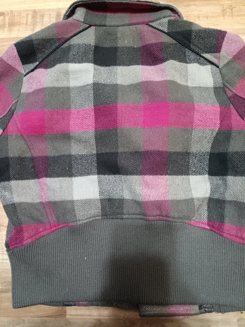 Girls Plaid Knit Button-Front Jacket - Pink & Gray C. Magic SZ M